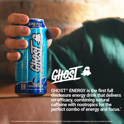GHOST Energy Drink - 12-Pack, Swedish Fish, 16oz Cans - Energy & Focus & No Artificial Colors - 200mg of Natural Caffeine, L-Carnitine & Taurine - Gluten-Free & Vegan