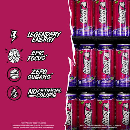 GHOST Energy Drink - 12-Pack, Swedish Fish, 16oz Cans - Energy & Focus & No Artificial Colors - 200mg of Natural Caffeine, L-Carnitine & Taurine - Gluten-Free & Vegan